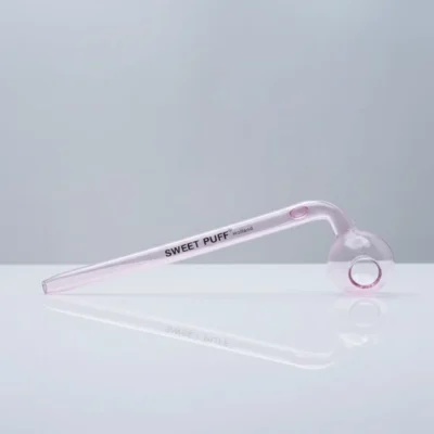 Curved Sweet Puff Glass Pipe 14cm Pink Balancer