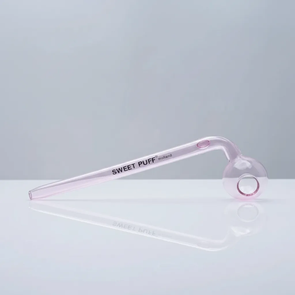 Curved Sweet Puff Glass Pipe 14cm Pink Balancer