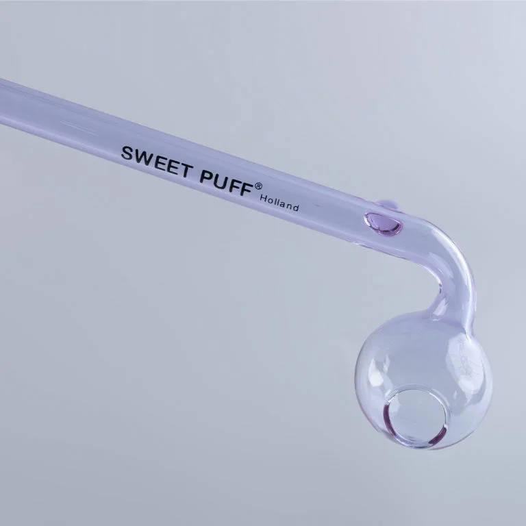 Curved Sweet Puff Glass Pipe 14cm Purple Balancer - Image 5