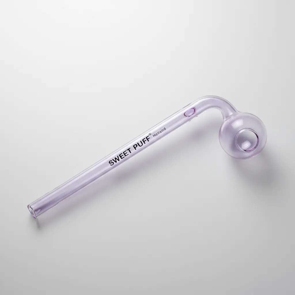 Curved Sweet Puff Glass Pipe 14cm Purple Balancer