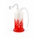 Red Flame Frosted Glass Water Pipe Bong