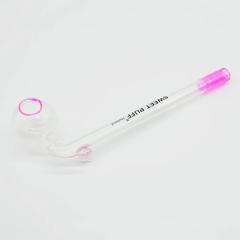 Sweet Puff Glass Pipe 10cm Pink Rim and Balancer - Image 2