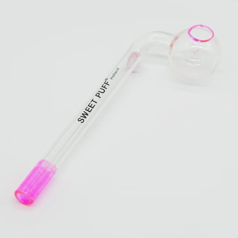 Sweet Puff Glass Pipe 10cm Pink Rim and Balancer - Image 3