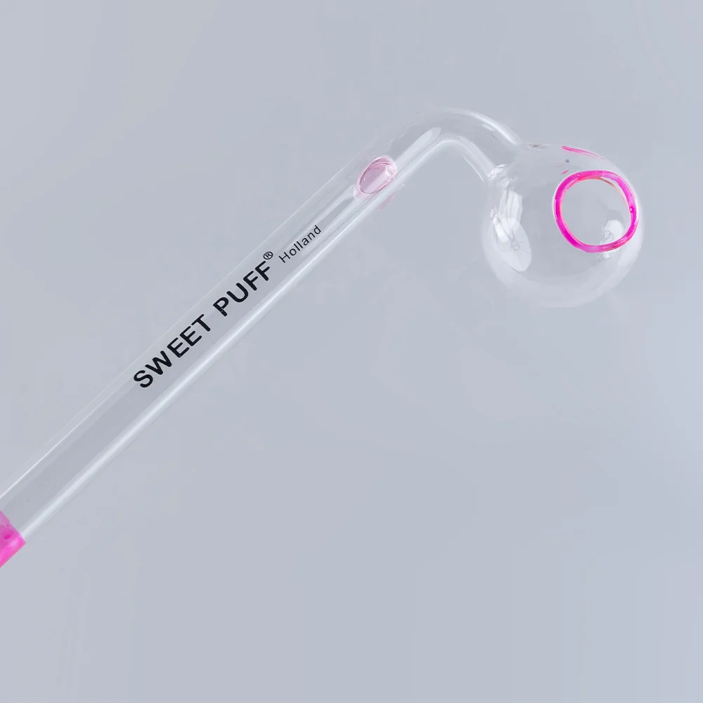 Sweet Puff Glass Pipe 10cm Pink Rim and Balancer - Image 6