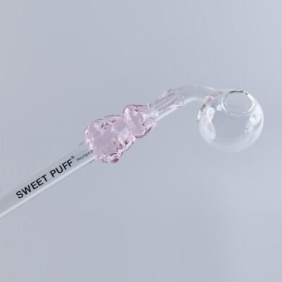 Bunny Sweet Puff Glass Pipe 14cm Pink Bunny and Balancer Pack X6