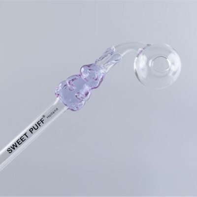 Bunny Sweet Puff Glass Pipe 14cm Purple and Balancer Pack X2