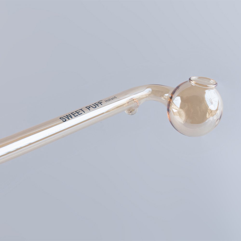 Curved Sweet Puff Glass Pipe 14cm Gold Balancer Pack X14 - Image 2