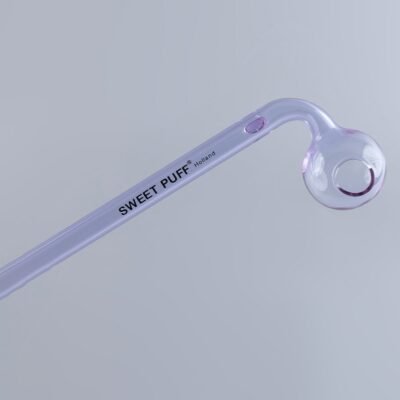 Curved Sweet Puff Glass Pipe 14cm Purple Balancer Pack X2
