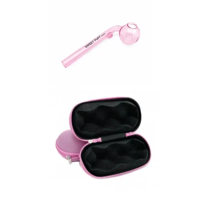 Matching Colour Sweet Puff Glass Pipe 12cm & Medium Case Bundle