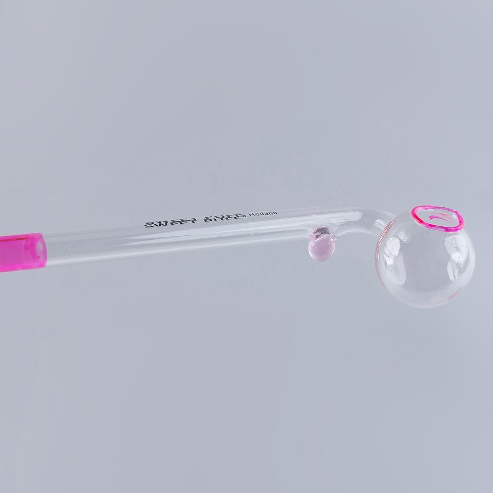 Sweet Puff Glass Pipe 10cm Pink Rim and Balancer Pack X6 - Image 2
