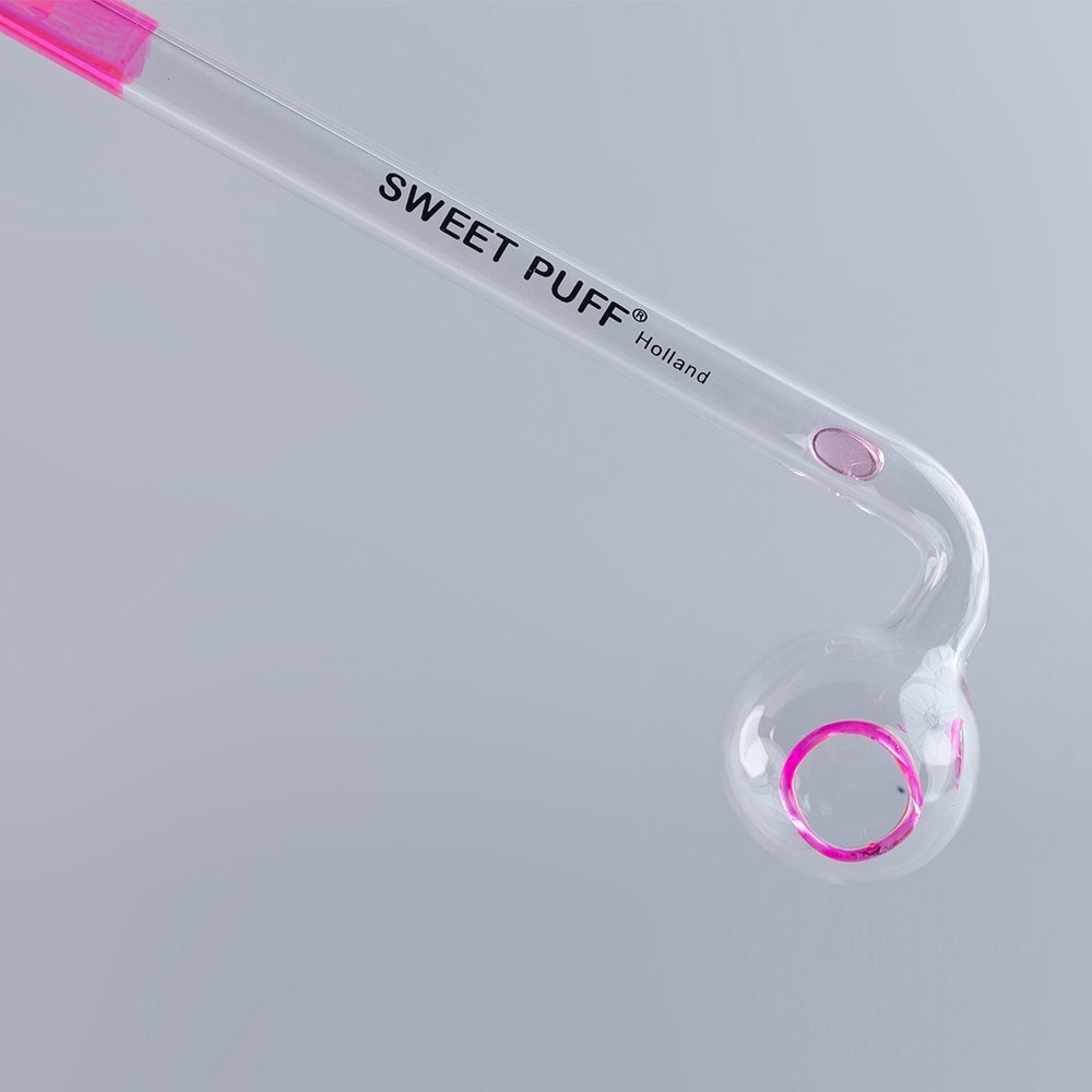 Sweet Puff Glass Pipe 10cm Pink Rim and Balancer Pack X6 - Image 3