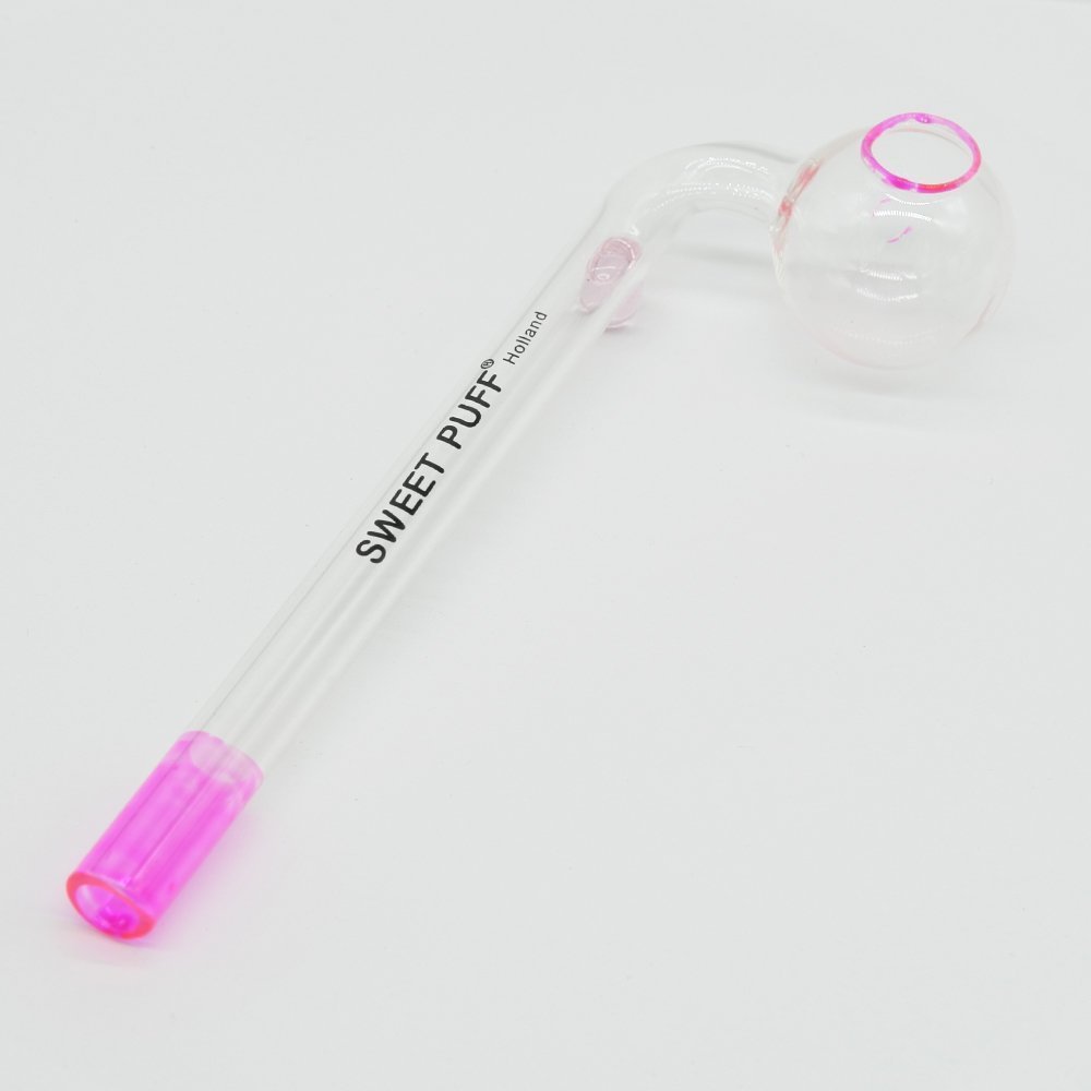 Sweet Puff Glass Pipe 10cm Pink Rim and Balancer Pack X6 - Image 4
