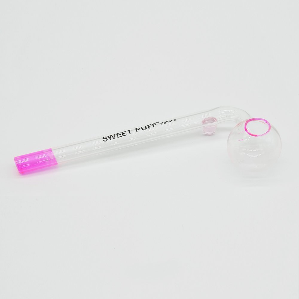 Sweet Puff Glass Pipe 10cm Pink Rim and Balancer Pack X6 - Image 5