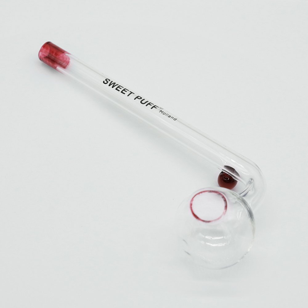 Sweet Puff Glass Pipe 14cm Red Rim and Balancer Pack X2 - Image 4