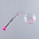 Sweet Puff Glass Pipe 8cm Pink Rim and Balancer Pack X6